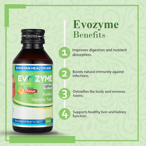 EVOZYME Syrup - 200ml | Ayurvedic Syrup for Gastric & Digestive Health, Acidity, Controls Nausea | With Carminative Herbs