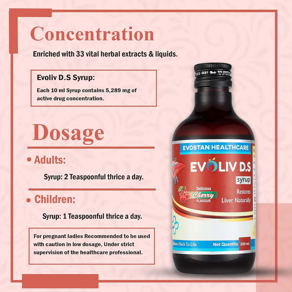 EVOLIV D.S. Syrup -200ml | Ayurvedic Liver Health Protector – Natural Liver Herbal Tonic | Metabolism Booster