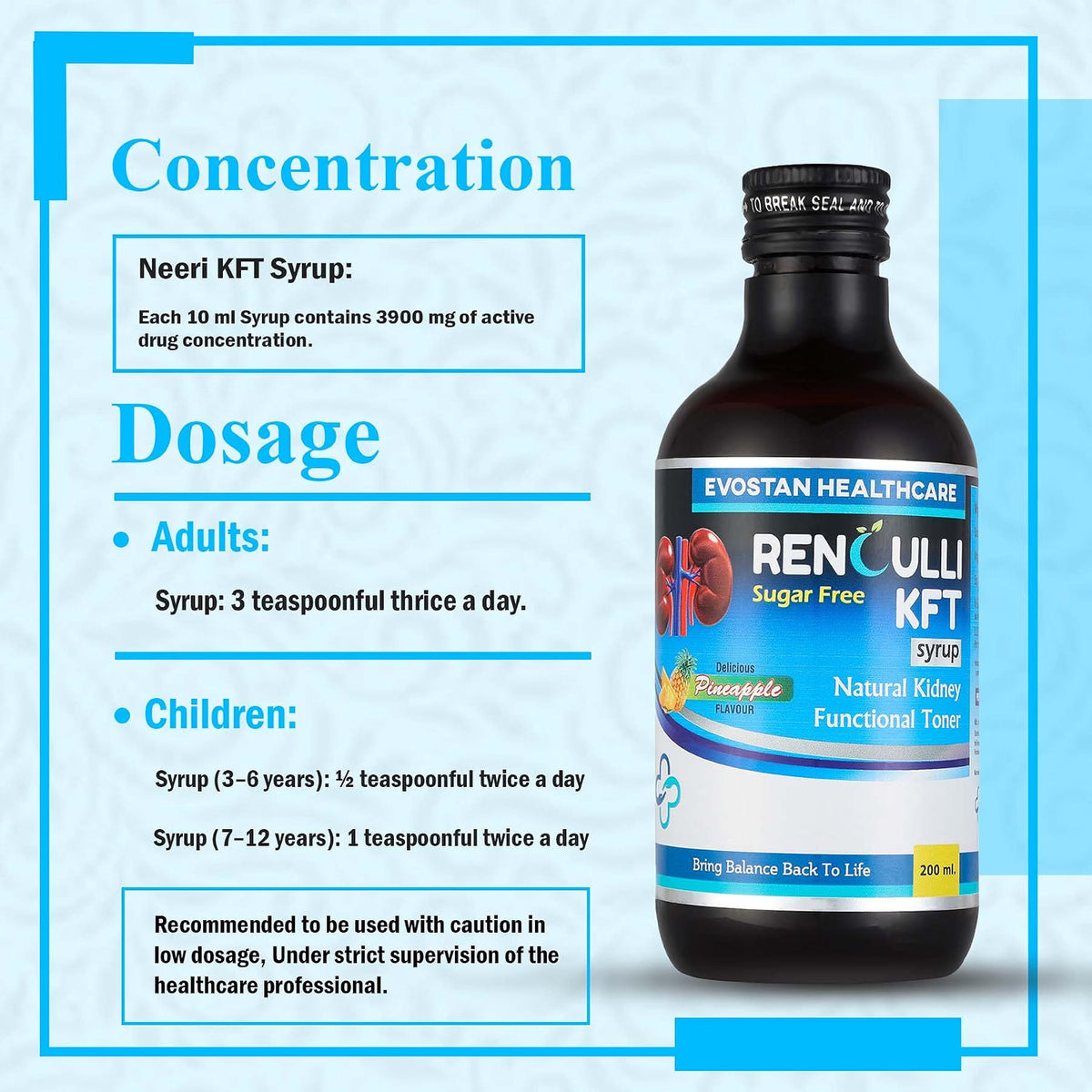 Healthcare Renculli KFT Syrup, Pineapple Flavour, 200 ml
