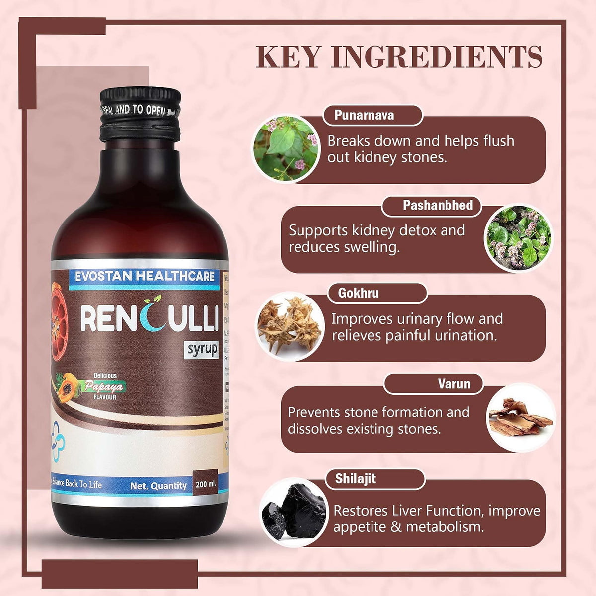 Renculli Syrup for Kidney Health | Useful in Urinary Tract Infections (UTI) | 200 ML